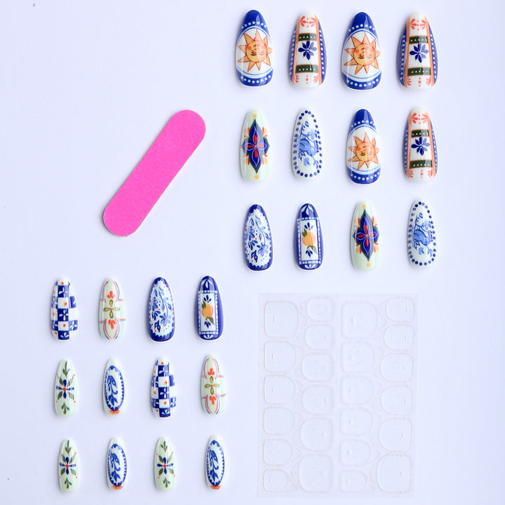 Artificial nails with handmade floral design Stornfield
