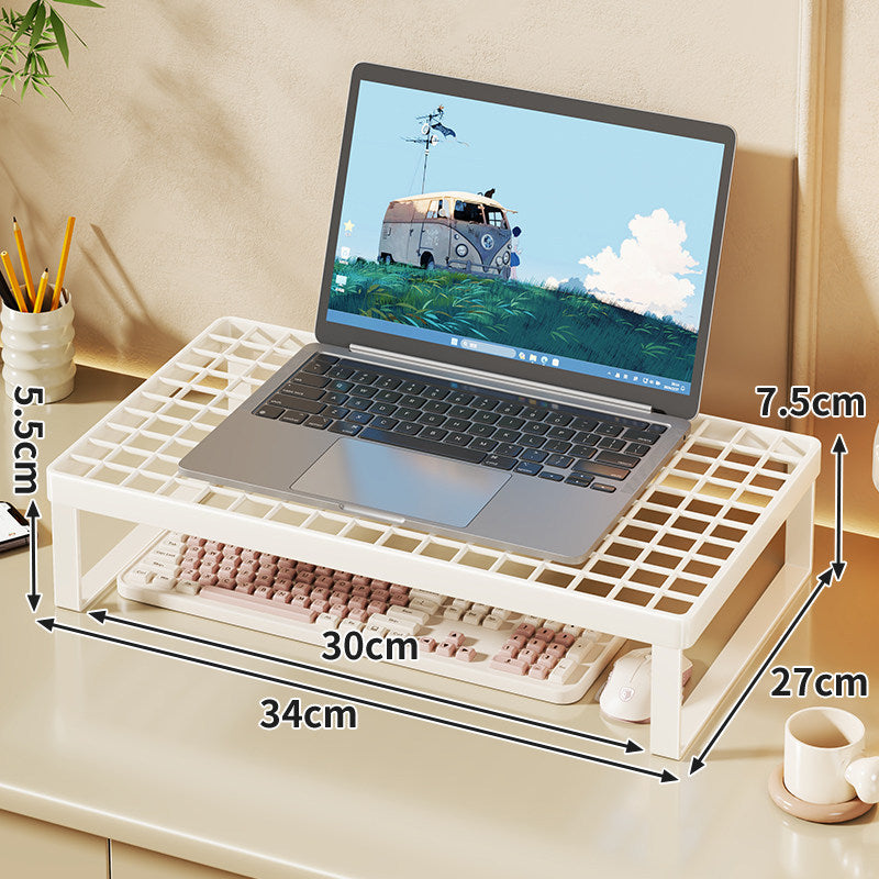 Elevated Mesh Laptop Stand Riser with Under-Keyboard Storage