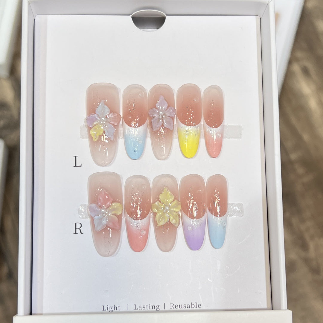 Floral-Inspired Artistic Press-On Nail Set Stornfield