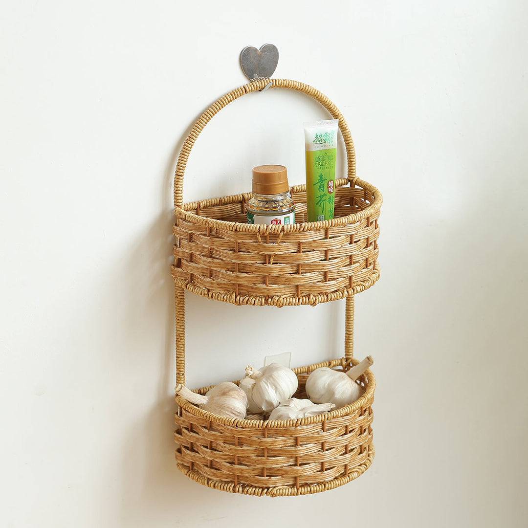 Double-Tiered Wicker Storage Basket Stornfield