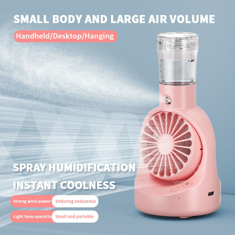Cooling portable misting handheld fan with detachable water reservoir and adjustable-angle stand Stornfield