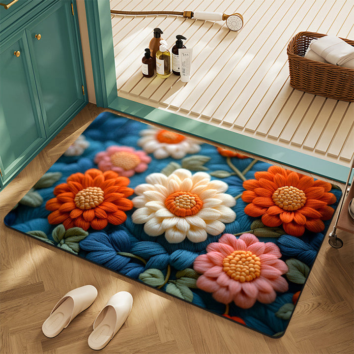 Textured Floral Bath Mat