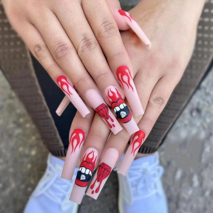 Artificial nails with creative flame patterns Stornfield