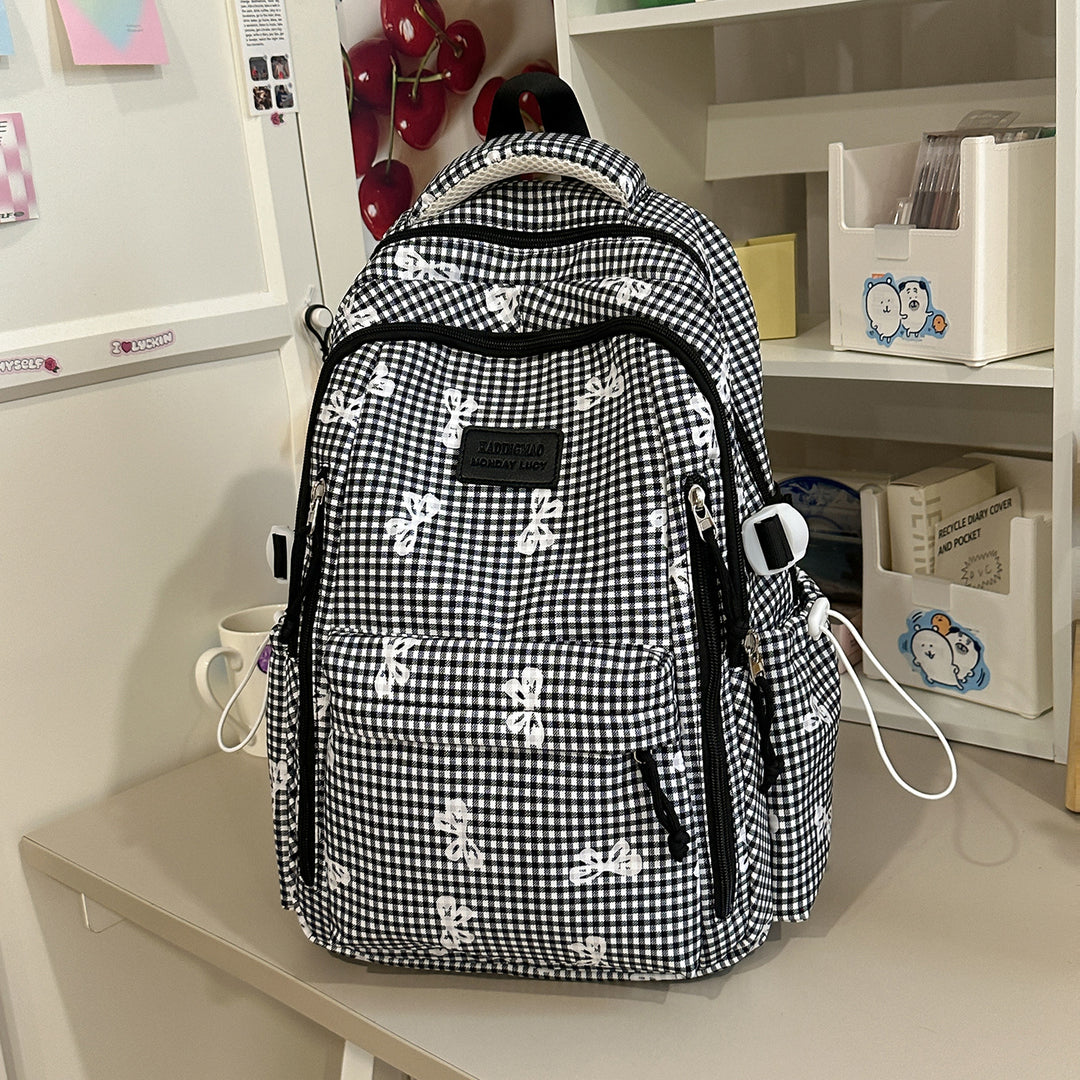 Stylish Checked Print Casual Backpack Stornfield