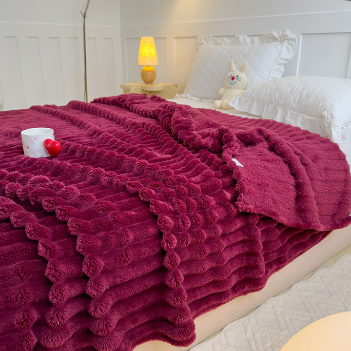Women High-pile Cozy Blanket with Wave Pattern Stornfield