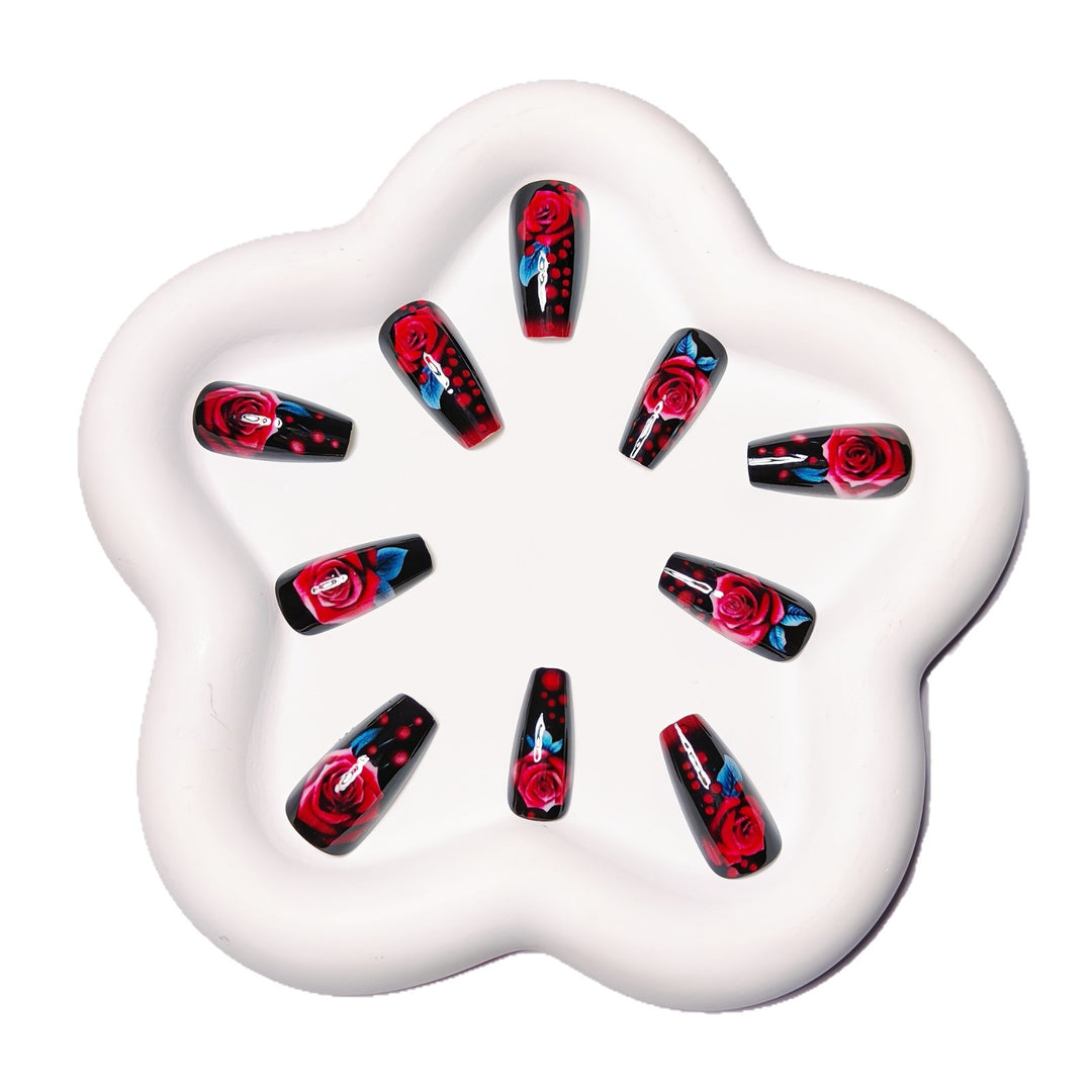 Elegant and Creative Art Nails with Rose Design Stornfield