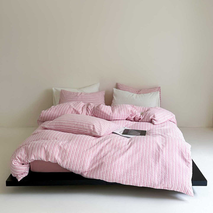 Lightweight Cotton-Linen Striped Duvet Cover and Pillowcase Set