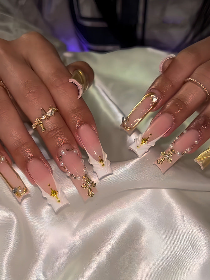 Decorative Long Press-On Nail Extensions Stornfield