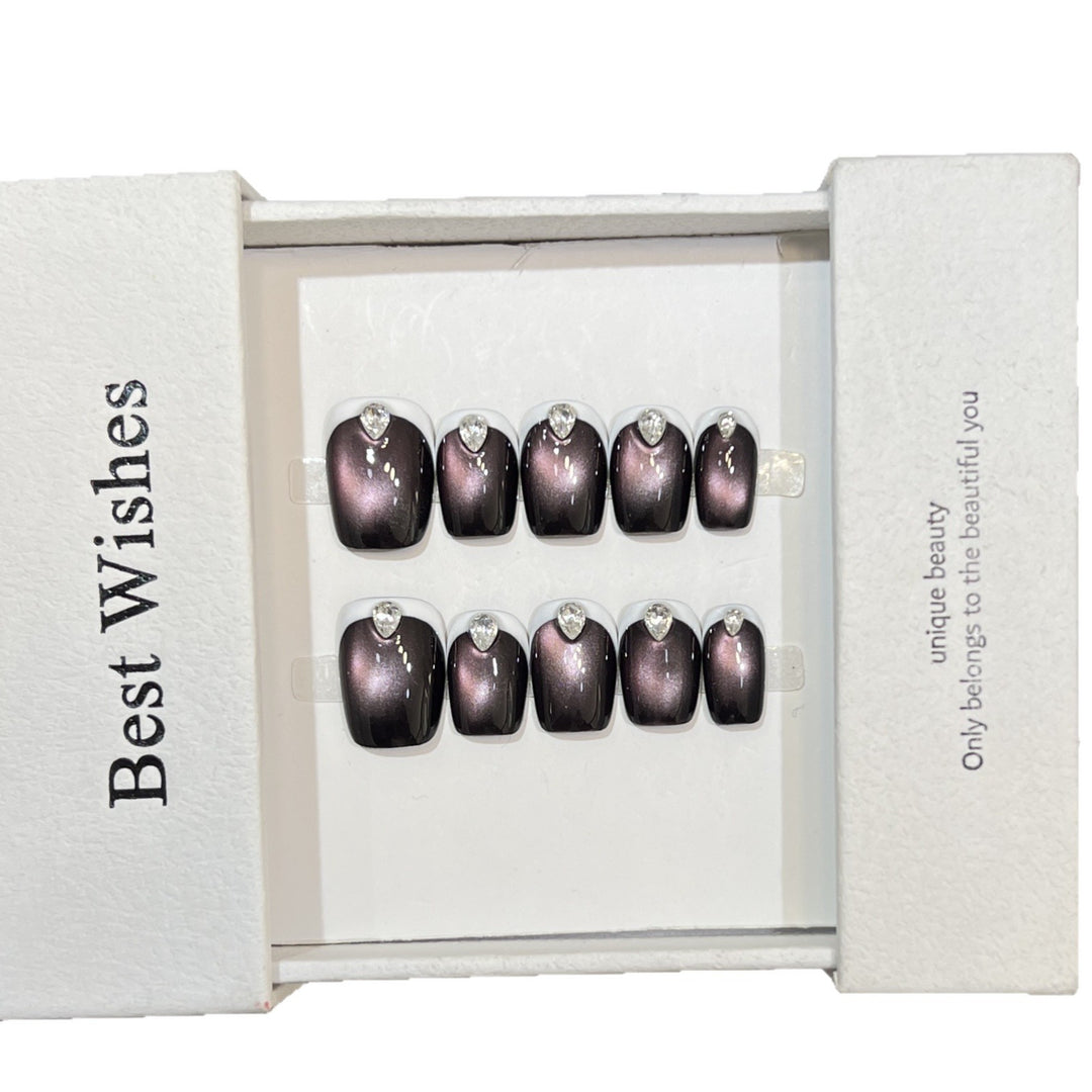 Elegant Gel Press-On Nail Set with Rhinestone Details Stornfield