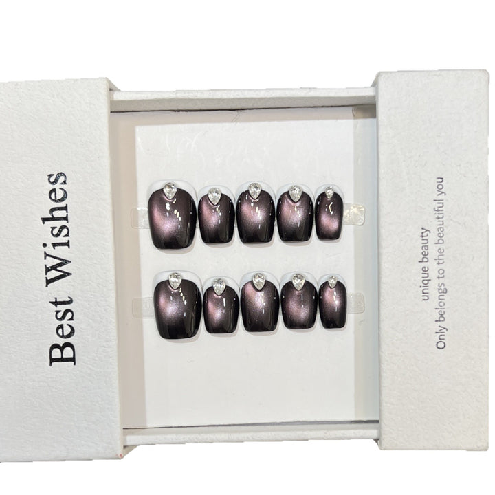 Elegant Gel Press-On Nail Set with Rhinestone Details Stornfield