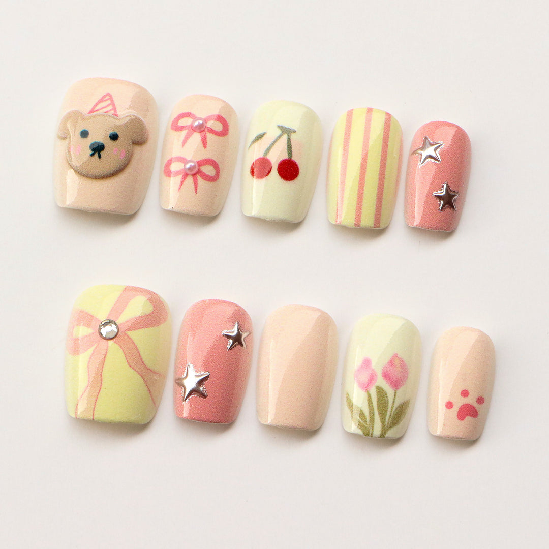 Playful Themed Press-On Nail Art