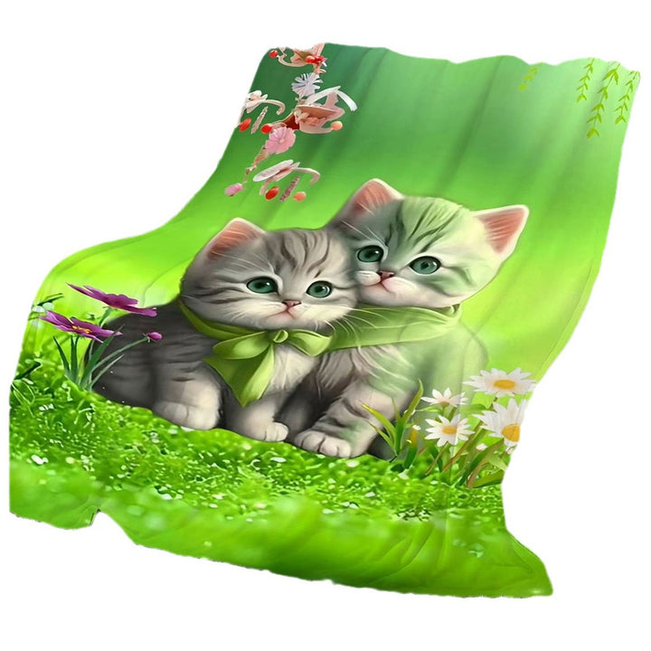 Cute Cat-Themed Soft Plush Throw Blanket