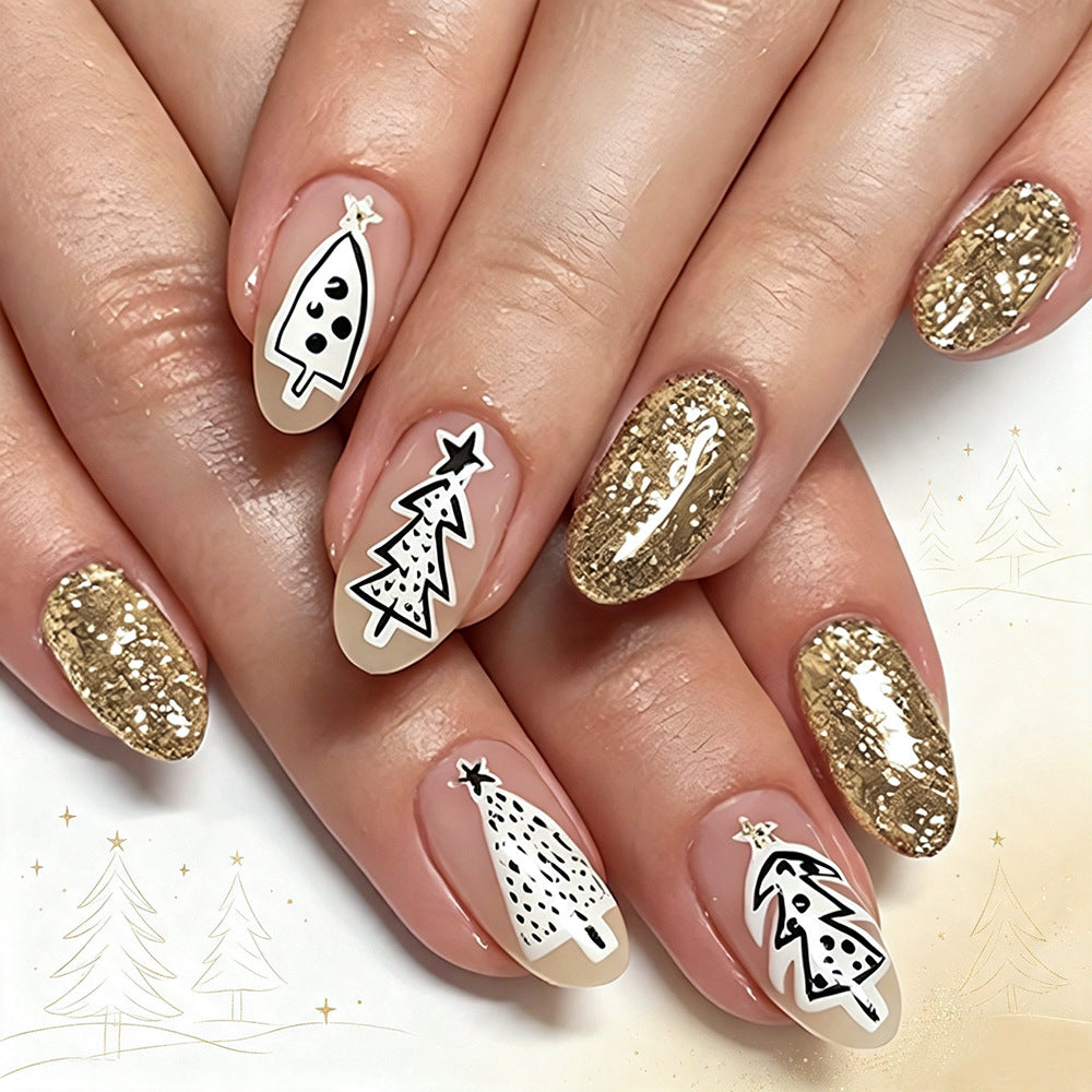 Festive Holiday-Themed Press-On Nails Stornfield