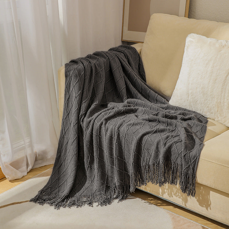 Cozy Textured Knitted Throw Blanket