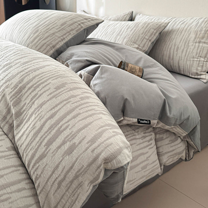 Reversible Printed Duvet Cover Set with Sateen-Feel Pillowcases