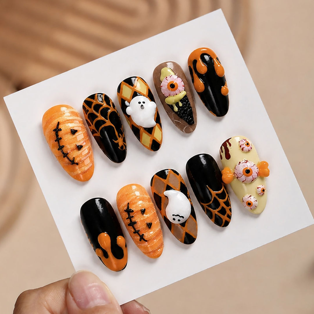 Creative nail art set with unique Halloween designs Stornfield
