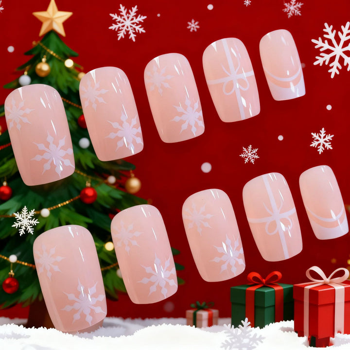Elegant Holiday-Themed Acrylic Nail Art Enhancements Stornfield