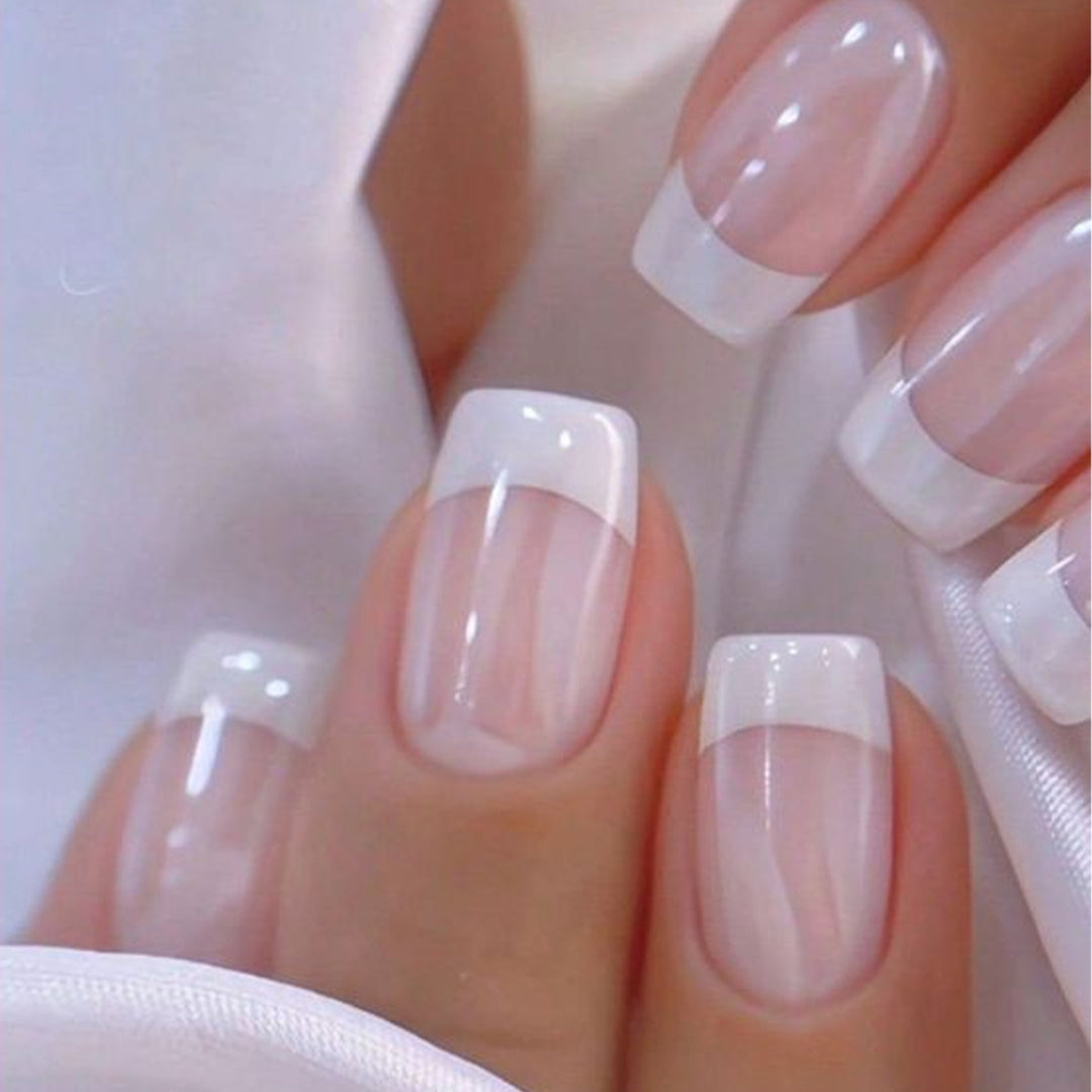 Elegant French Tip Acrylic Press-On Nails Stornfield