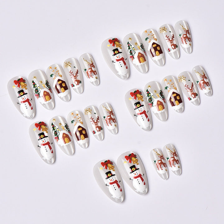 Christmas-Themed Press-On Nail Art Set
