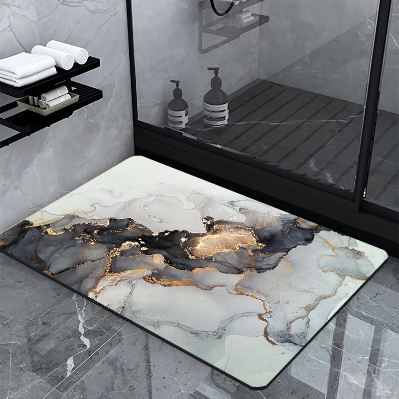 Luxury Marble-Effect Bath Mat Stornfield