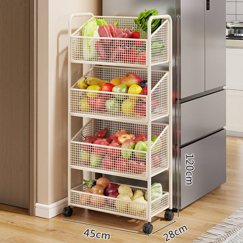 Multi-Tier Metal Mesh Kitchen Produce and Pantry Organizer with Slim Vertical Stackable Baskets
