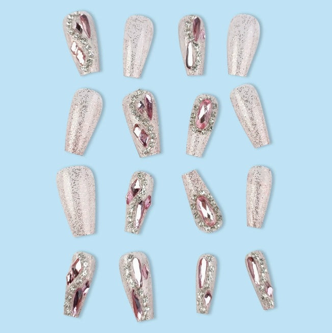 Artistic Crystal-Embellished Nail Enhancements Stornfield