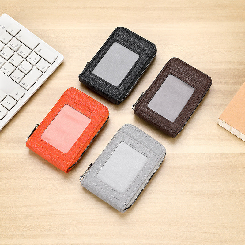 RFID-Blocking Textured Leather Zip Card Holder Stornfield