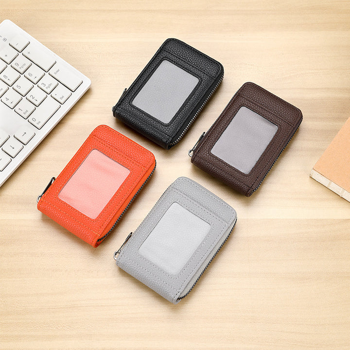 RFID-Blocking Textured Leather Zip Card Holder Stornfield