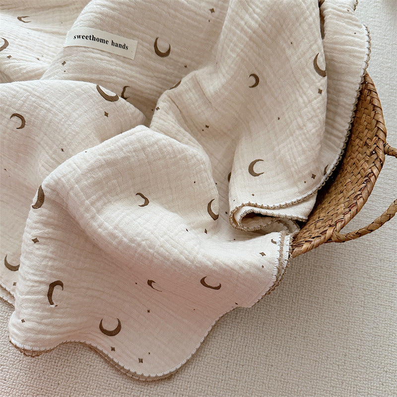 Unisex Muslin Blanket with delicate floral design and elegant ruffles Stornfield