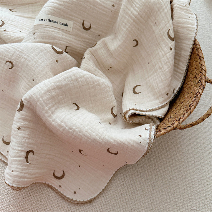Unisex Muslin Blanket with delicate floral design and elegant ruffles Stornfield