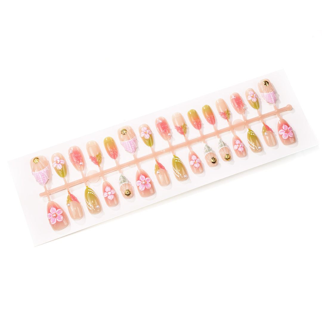Artistic Floral-Themed Press-On Nail Set Stornfield