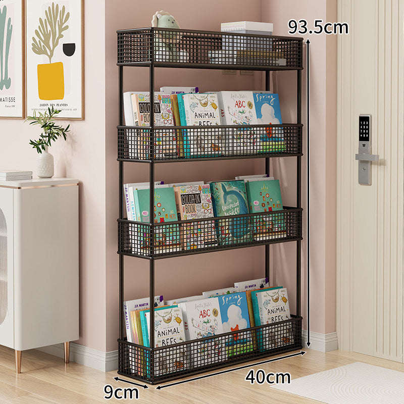 Freestanding Mesh Four-Tier Book and Toy Storage Shelf