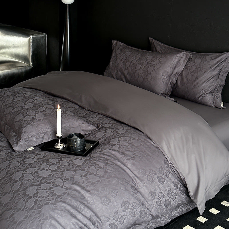 Elegant Jacquard-Texture Reversible Duvet Cover Set with Matching Pillow Shams