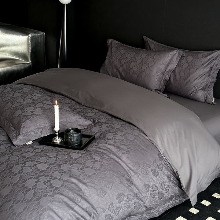 Elegant Jacquard-Texture Reversible Duvet Cover Set with Matching Pillow Shams