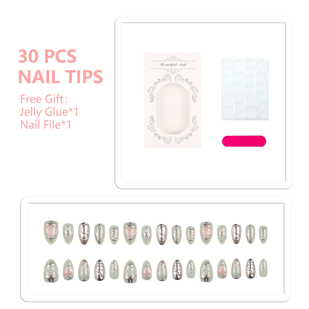 Artistic Metallic Press-On Nails