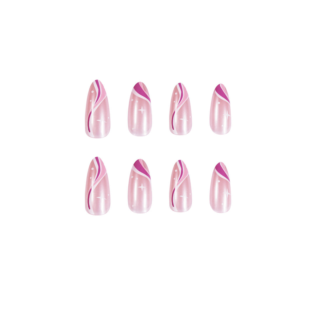 Elegant artistic nail extensions with delicate gradient and accented lines Stornfield