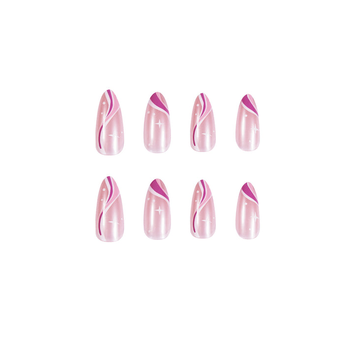 Elegant artistic nail extensions with delicate gradient and accented lines Stornfield