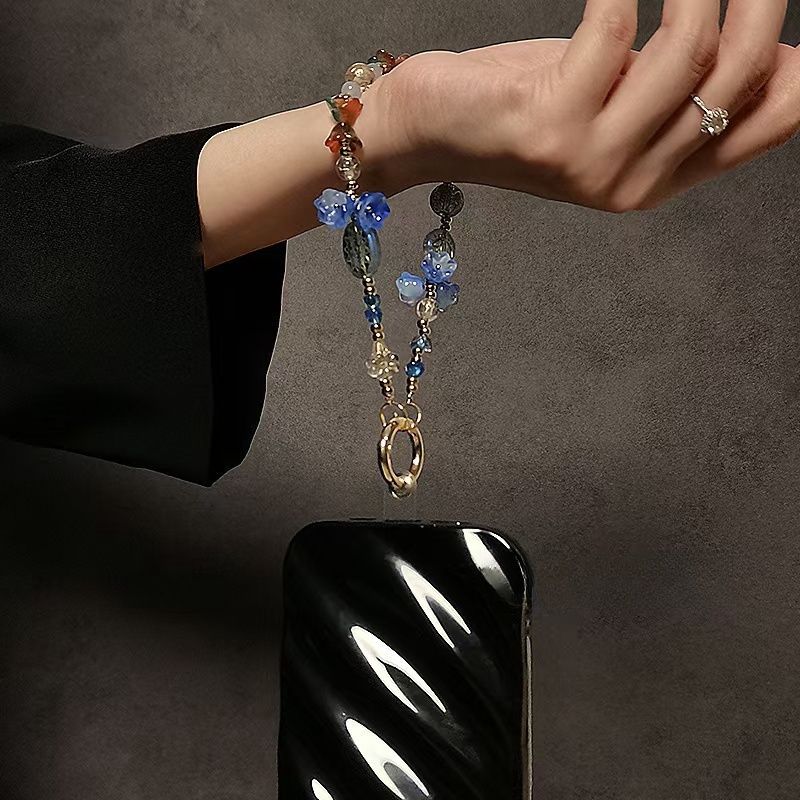 Decorative Flower-Themed Beaded Keychain Stornfield