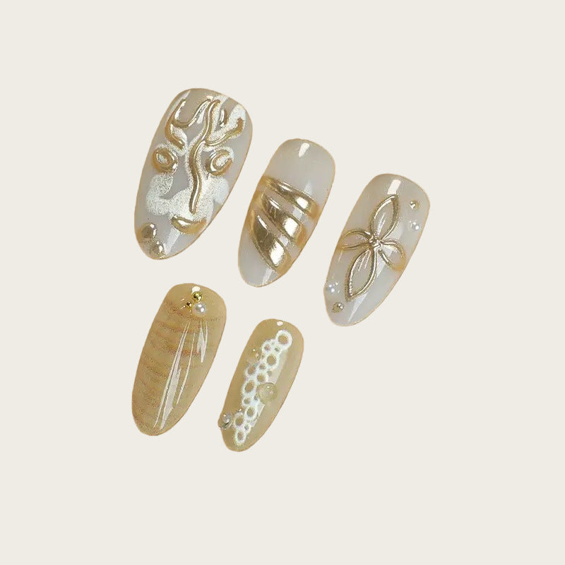 Elegant artificial nails with maritime motifs Stornfield