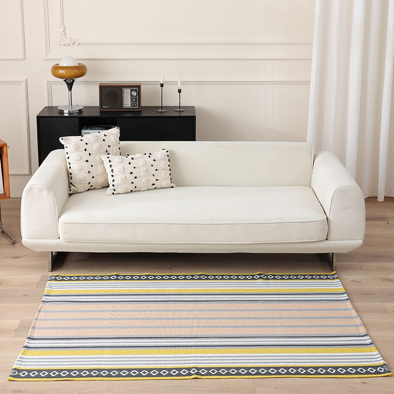 Flat-woven living and dining room rug
