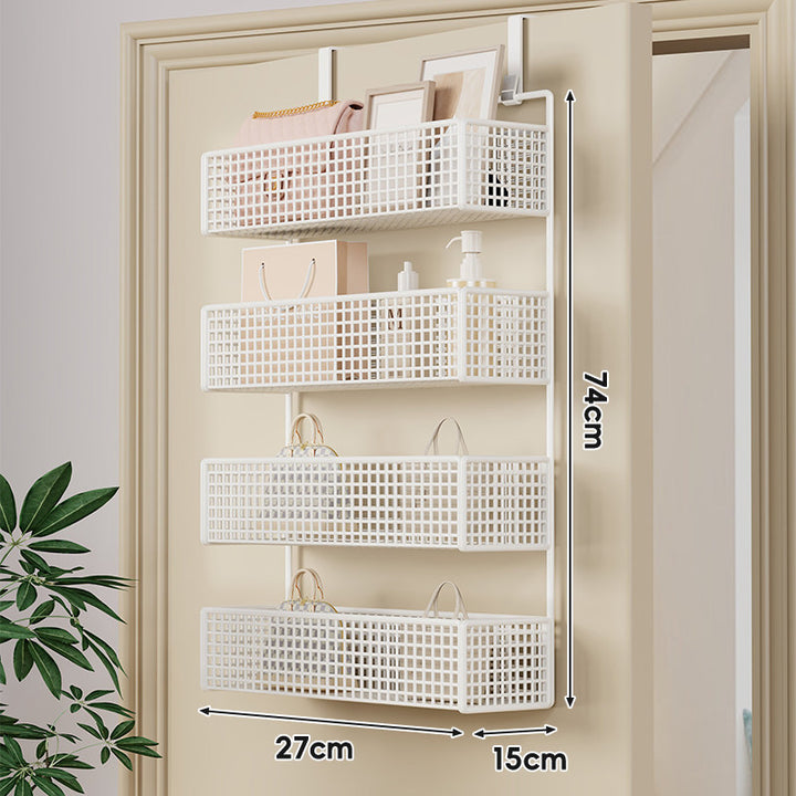 Over-Door Double-Tier Grid Hanging Storage Basket