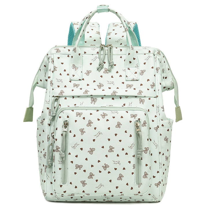 Stylish Heart-Printed Multi-Pocket Backpack Stornfield