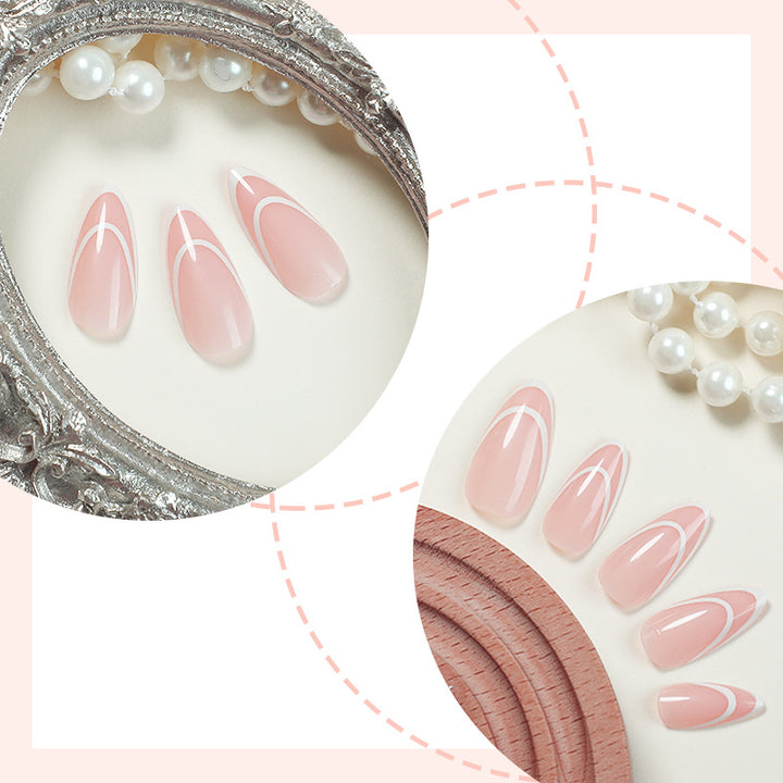 Designer Press-On Nail Set with Elegant Geometric Patterns Stornfield