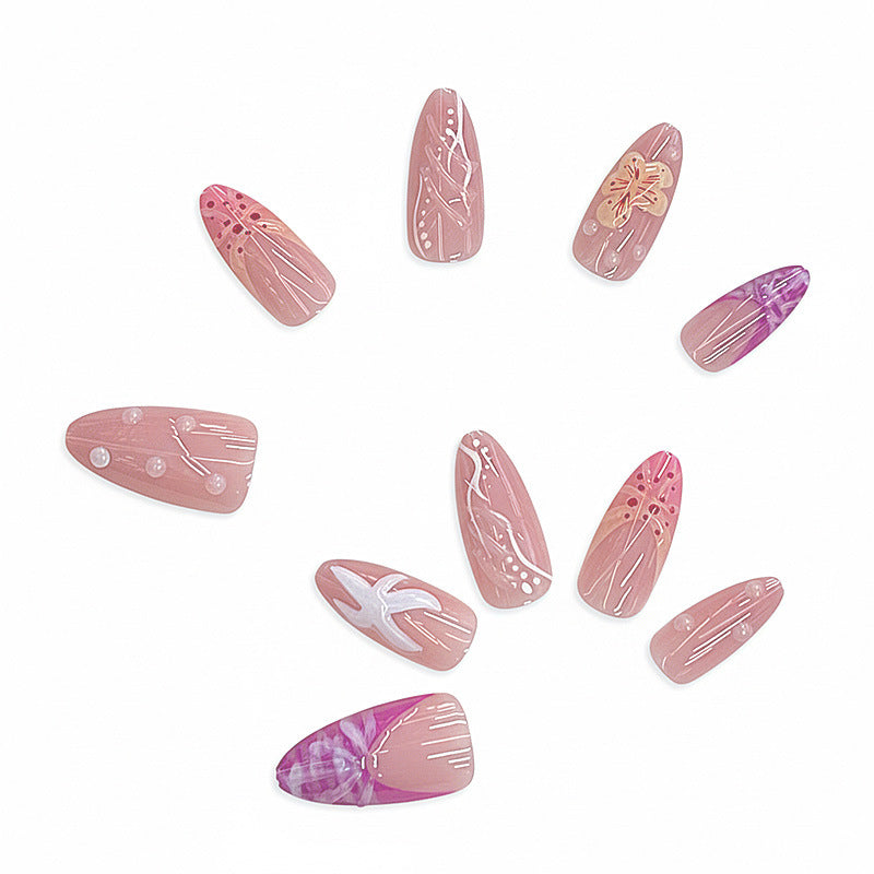 Artistic Floral Press-On Nail Design Stornfield