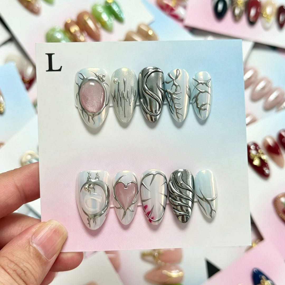 Handmade Floral Design Press-On Nails Set
