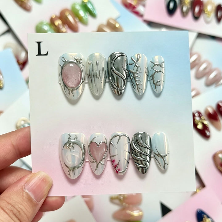 Handmade Floral Design Press-On Nails Set