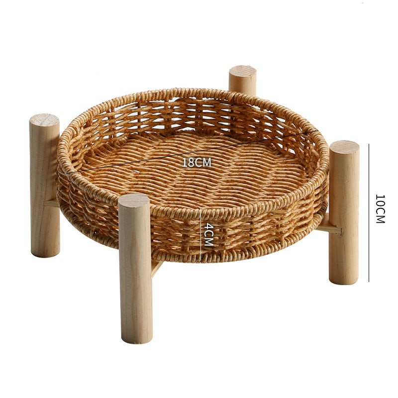 Unisex Round Storage Bowl with Wooden Legs Stornfield