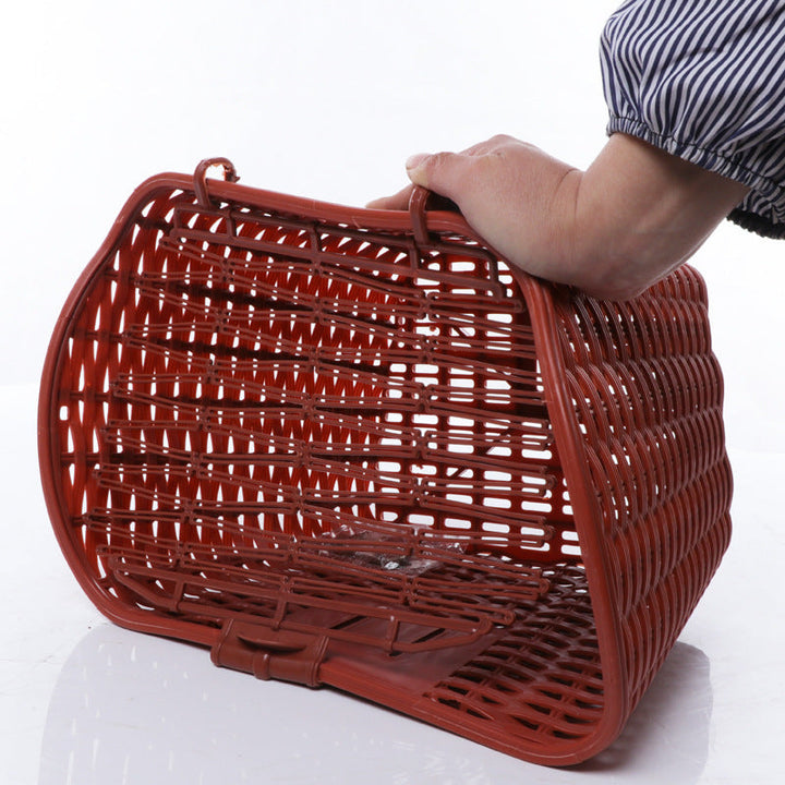 woven front bicycle basket with hinged lid and universal handlebar mount Stornfield