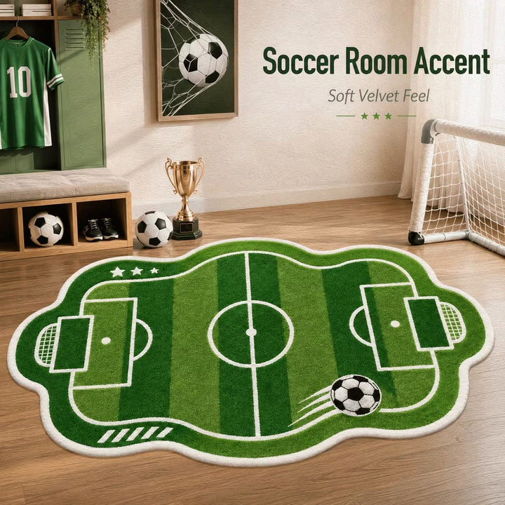 Soccer Field Theme Area Rug