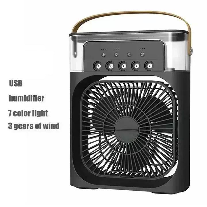 Unisex One Size USB humidifying portable fan with three speed settings, seven-color mood light, removable water tank and sturdy carrying handle Stornfield